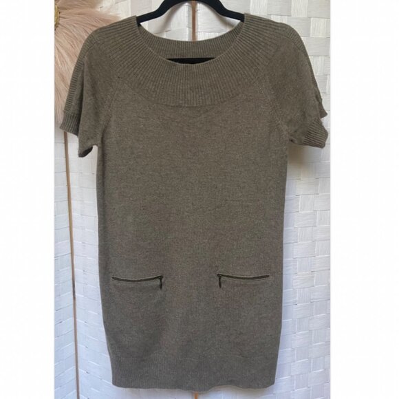Kinross Cashmere *Mended* 100% Cashmere Short Sleeve Sweater Top Mini Dress S - Picture 1 of 6